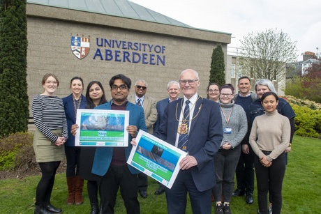 The speakers and research teams on campus in Old Aberdeen