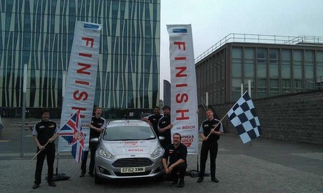 Aberdeen students celebrate completing the Formula Student Diesel Eco driving Challenge