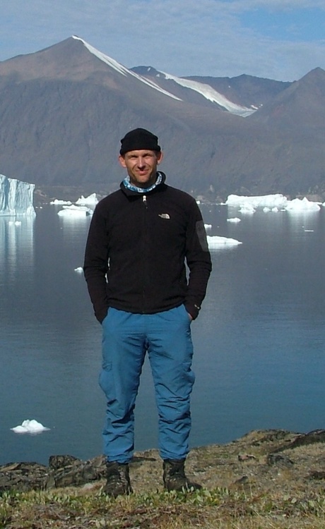 A person standing in the Arctic