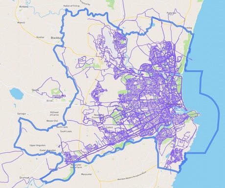 Map showing completed Aberdeen streets