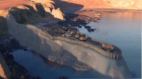 New video footage shows an artist's impression of what the settlement at Dunnicaer may have looked like