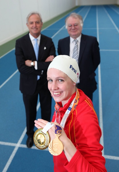 Hannah Miley (front) Tim O'Toole and Professor Stephen Logan