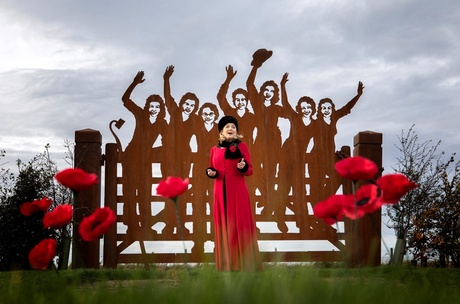 Fiona Kennedy at a memorial to the Women's Land Army at Clochan, Fochabers