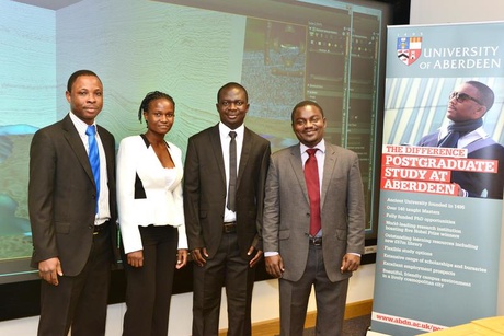 L-R Michael Afari from Ghana; Mary Najjuima from Uganda ; Prince Afful from Ghana; Kheri Mahimbali from Tanzania 