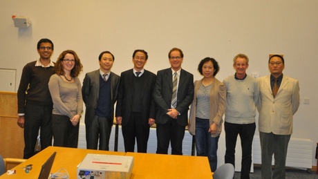 left to right: Dr Nimesh Mody, Dr Mirela Delibegovic, Prof Shuchun Li, Prof Zongran Pang, Prof Colin McCaig, Dr Jin Pu, Prof Kevin Docherty, Dr. Ritu Wu