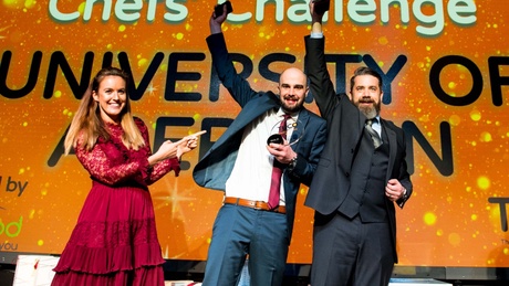 Doug Shewan (left) and Mark Donovan celebrate being named top university catering chefs