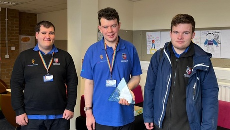 Interns from the DFN Project SEARCH programme at the University of Aberdeen pose with an outcome award