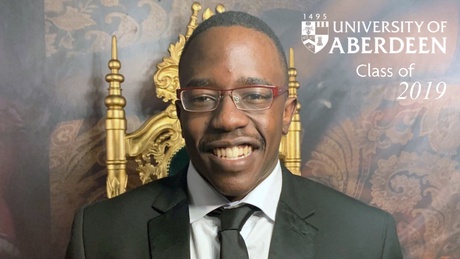 Simba Biti, who proved a hit as a 'virtual campus tour guide' graduates next week from the University of Aberdeen