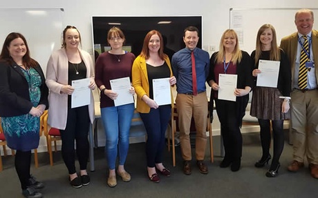 From left to right: Maggie Sandison, Gemma Sjoberg, Kerry Geddes, Fiona Spowart, Garry Spence, Andrea Hammerton, Helen Kerr, Neil McLennan