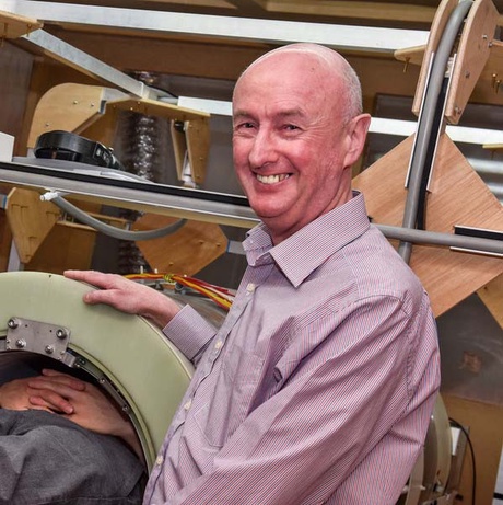 Professor David Lurie with the prototype scanner