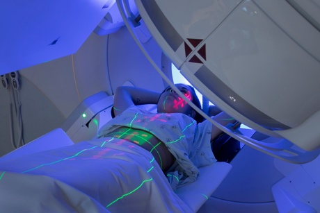 Woman receiving radiotherapy