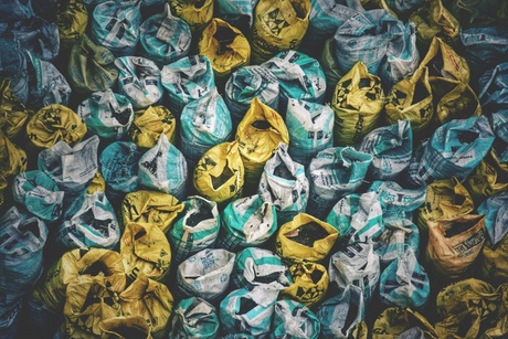 bags of commercial waste viewed from above