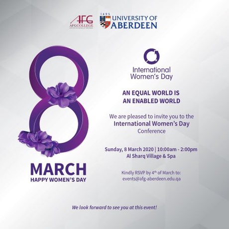 Information about the International Women's Day event being held in Qatar.