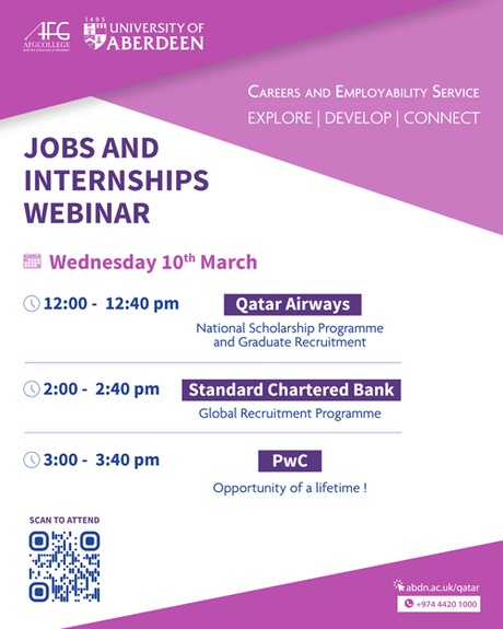 Job and Internship Webinar - 10 March