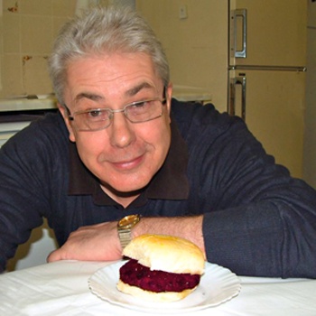 Garry Duthie and beetroot burger