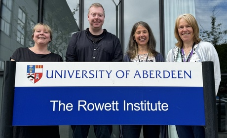 Dr Samantha Law (NCIMB) and Dr Ed Devlin, Prof Silvia Gratz and Prof Karen Scott of The Rowett Institute