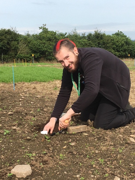 Extracting the first soil core out of the new plots at Ashtown Phoenix after the soil had been moved from Woodland's Field.