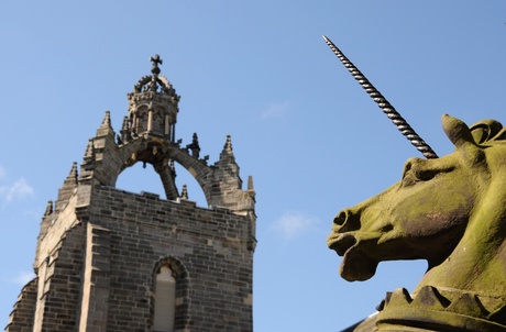 King's College Crown, with the Unicorn Statue