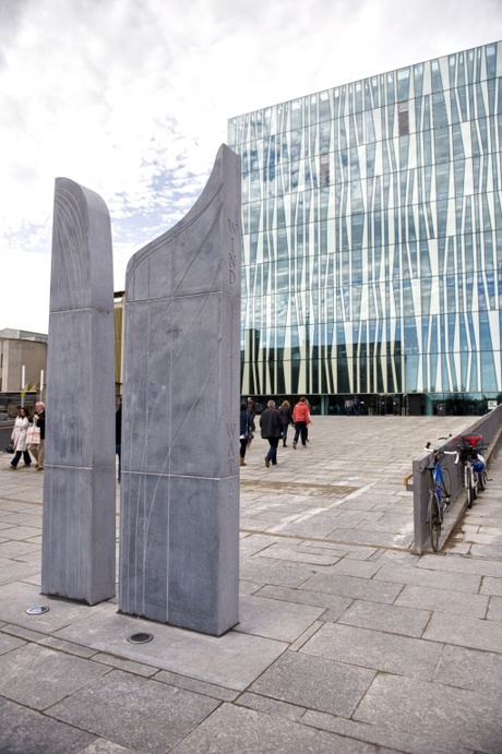 The Sir Duncan Rice Library, Old Aberdeen Campus, attended by students