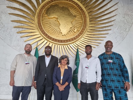 Dr Manu Lekunze at AU briefing in Addis Ababa