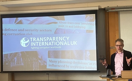 Presenting from Transparency International UK Chief Executive