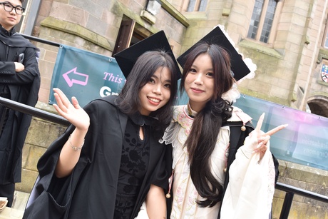 Two women posing for the camera