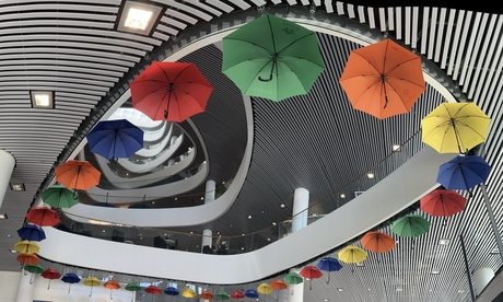 Umbrella Project on the Ground Floor Atrium of the Sir Duncan Rice Library