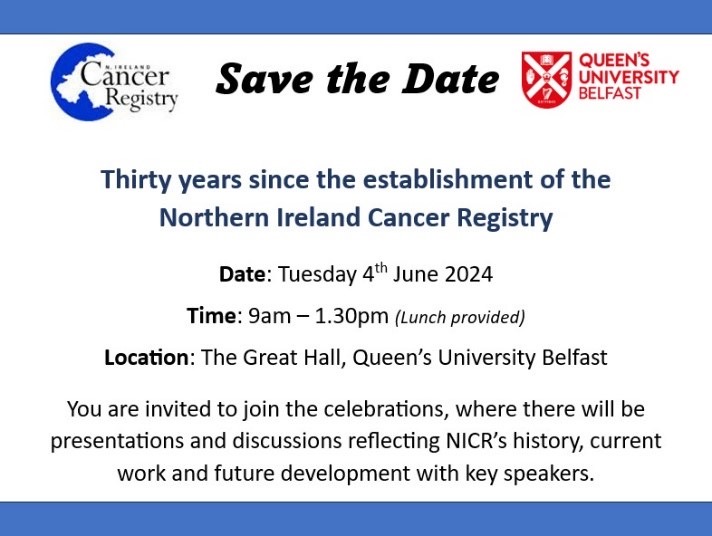 Invitation to the Northern Ireland Cancer registry 30 years celebration