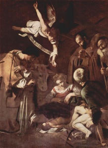 Caravaggio, Nativity With St Francis and St Lawrence (1609); image via Wikimedia Commons