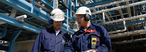 Two workmen in hard hats