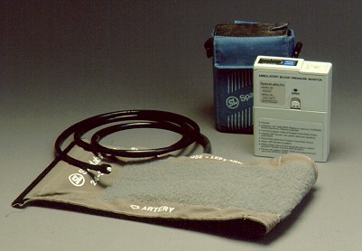 Photo of an automated device for ambulatory blood pressure measurement