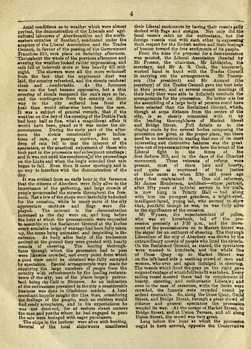 RAD132, The Reform Demonstration in Aberdeen. Description of the Procession and report of speeches at the Great Mass Meeting on the Links