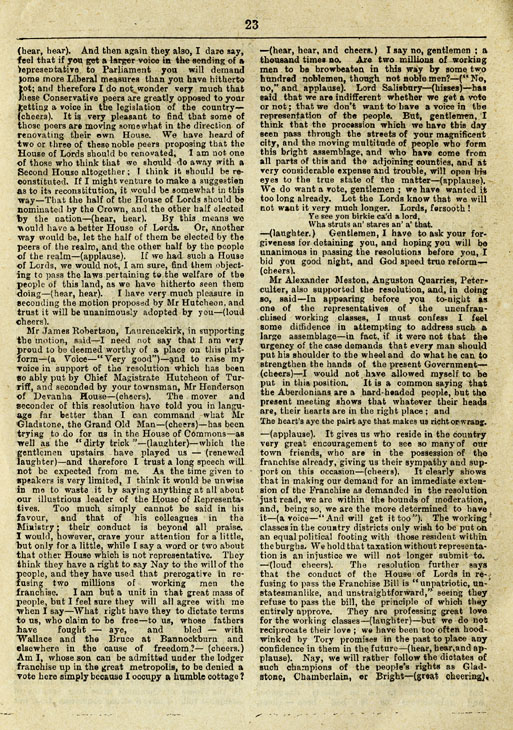 RAD132, The Reform Demonstration in Aberdeen. Description of the Procession and report of speeches at the Great Mass Meeting on the Links