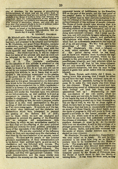 RAD132, The Reform Demonstration in Aberdeen. Description of the Procession and report of speeches at the Great Mass Meeting on the Links