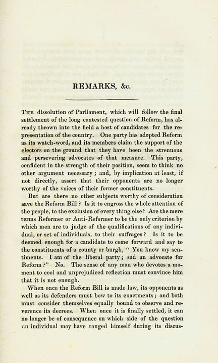 RAD140, Remarks on the Principles of the Opposing Candidates for the representation of Aberdeenshire