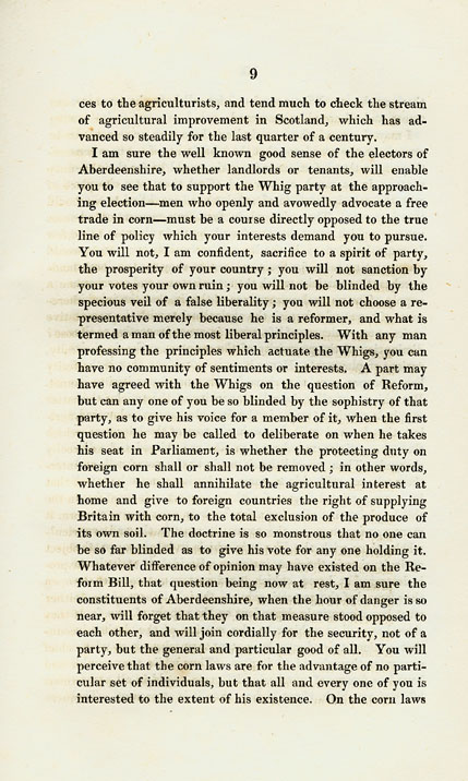 RAD140, Remarks on the Principles of the Opposing Candidates for the representation of Aberdeenshire