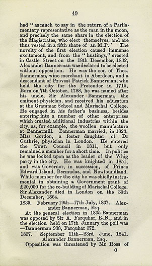 RAD160, Notes on the members of Parliament for the Burgh of Aberdeen 1357 - 1886