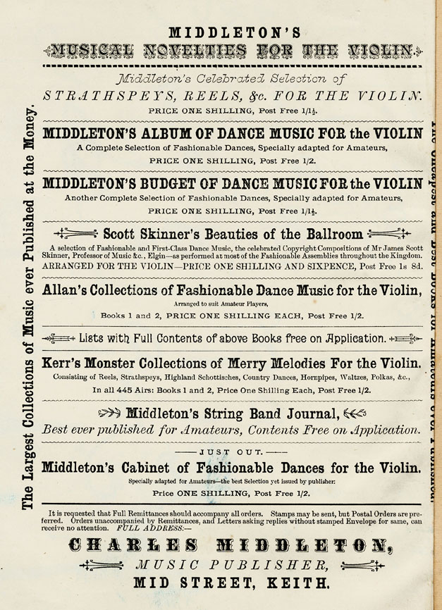 Page of adverts for Charles Middleton music publications