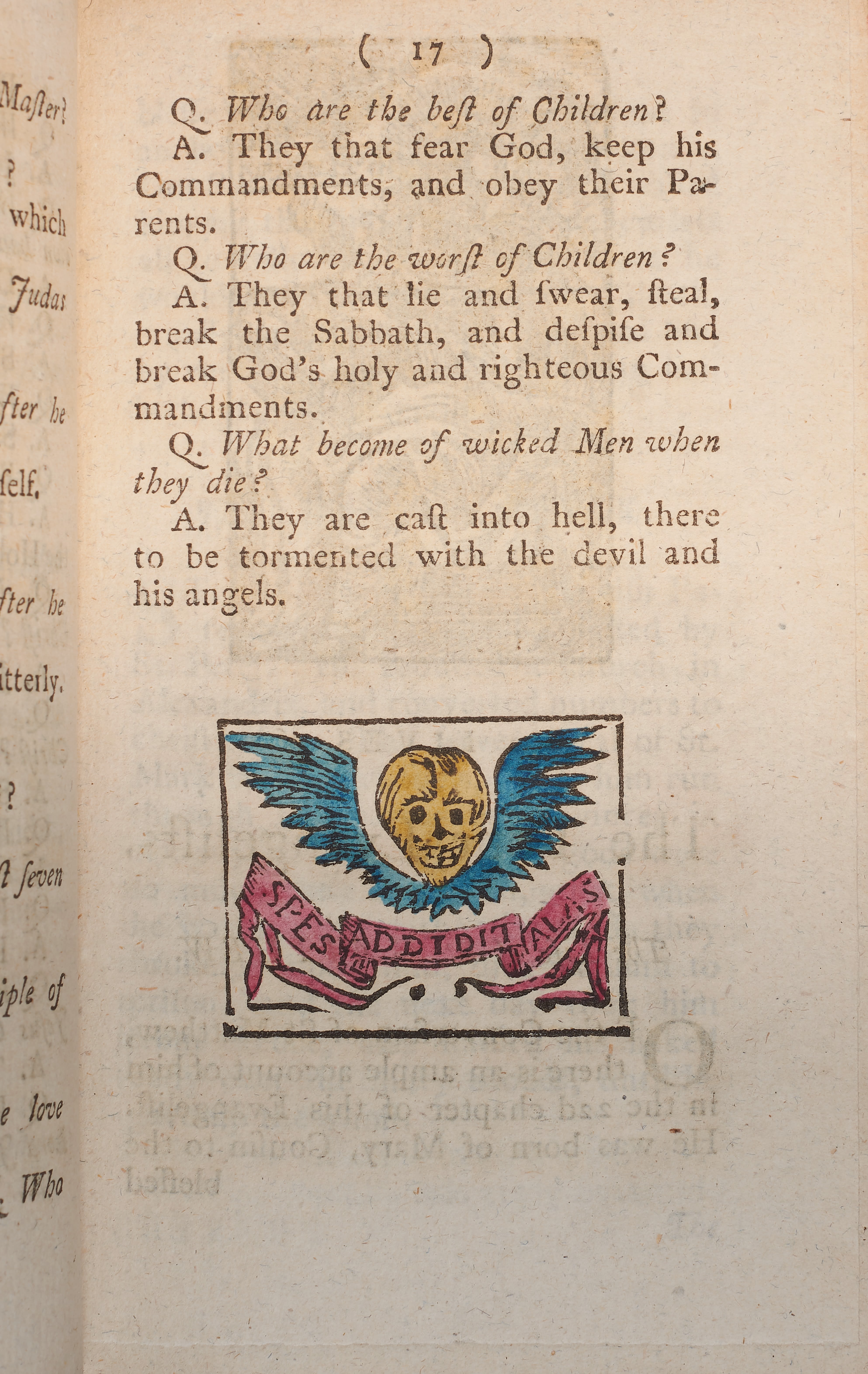 A page from a chapbook with morals for children.