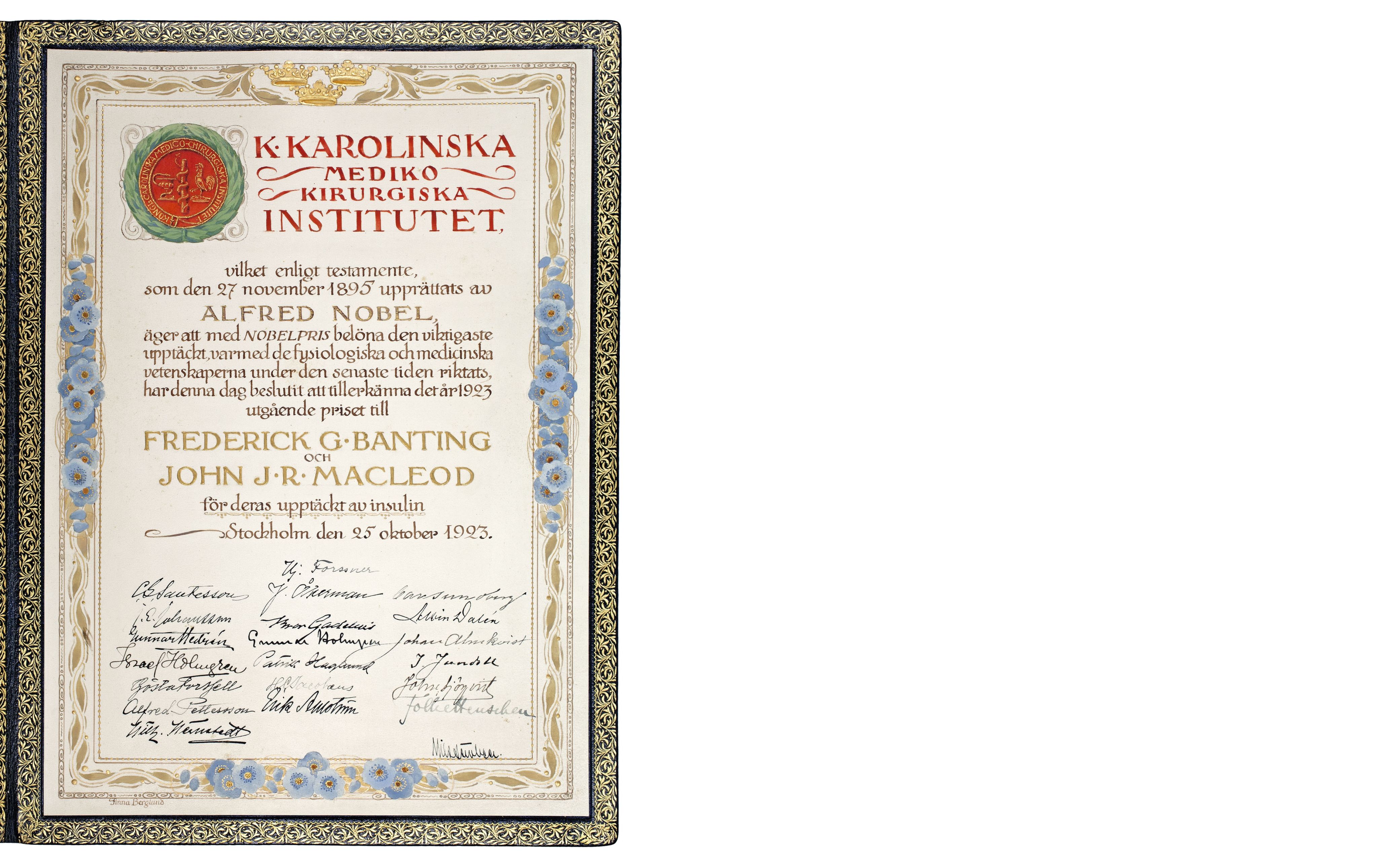 Nobel prize certificate